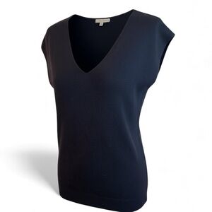 Talbots Women’s Medium Navy Blue V Neck Sweater Tank Cotton Blend